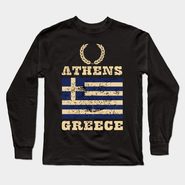 Flag of Greece Long Sleeve T-Shirt by KewaleeTee